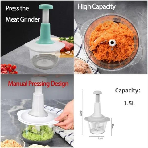 Manual Hand Push Chopper | Multi-functional Vegetable Meat Grinder, Grater, Chopper -2L (random Color)